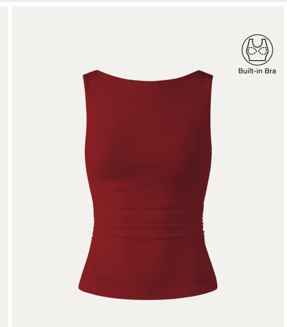 Brand New OGL WOmen's Small Plantive® Elastic Open Back Bra Tank Red
